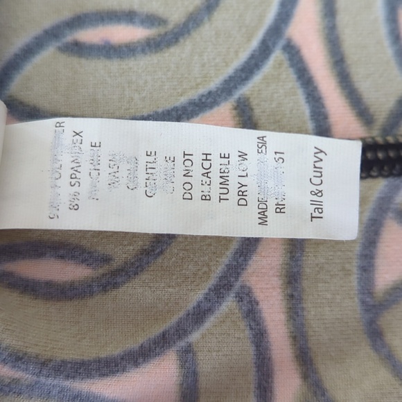 LuLaRoe Chain Pattern Leggings Tall & Curvy Orange Green - Picture 4 of 9